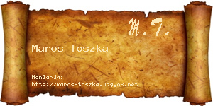 Maros Toszka névjegykártya